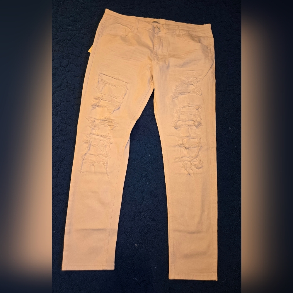 KDNK Distressed White Mens Jeans